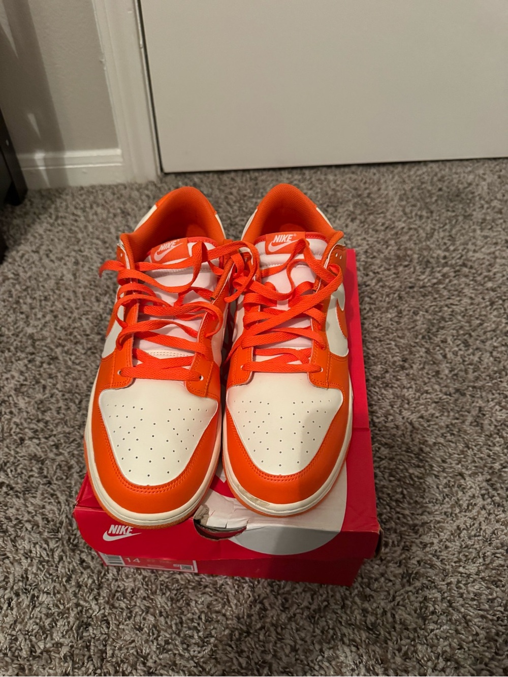 Nike Dunks Low-Top Sneakers - Orange and White